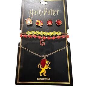 Harry Potter Gryffindor Houses Earring and Necklace Jewelry Set